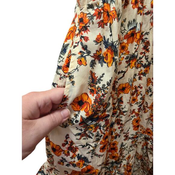Chelsea 28 Floral Ruffle Sleeve Organic Cotton Midi dress Size XL - Picture 9 of 11